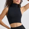 Camiseta sin mangas de cuello alto Soft Active en negro