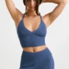 Camiseta sin mangas de punto grueso en azul marino lavado