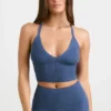 Camiseta sin mangas de punto grueso en azul marino lavado