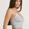 Camiseta sin mangas de punto grueso en gris jaspeado