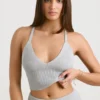 Camiseta sin mangas de punto grueso en gris jaspeado