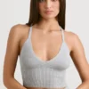 Camiseta sin mangas de punto grueso en gris jaspeado