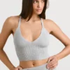 Camiseta sin mangas de punto grueso en gris jaspeado