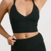 Camiseta sin mangas de punto grueso en negro