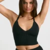 Camiseta sin mangas de punto grueso en negro
