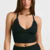 Camiseta sin mangas de punto grueso en negro