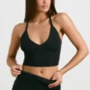 Camiseta sin mangas de punto grueso en negro
