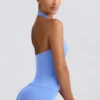 Camiseta sin mangas Define Luxe con cuello halter en azul claro