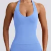 Camiseta sin mangas Define Luxe con cuello halter en azul claro