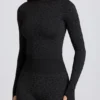 Camiseta térmica de manga larga en leopardo negro