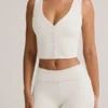 Chaleco con botones de modal acanalado Lene en blanco