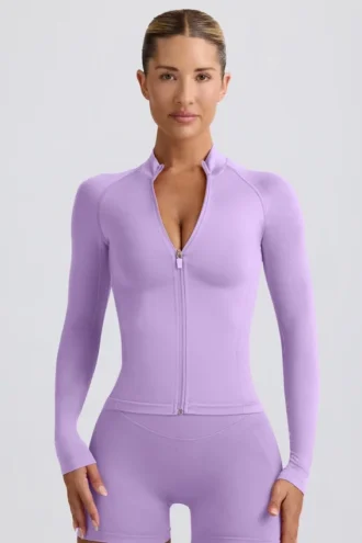 Chaqueta con cremallera Define Luxe en color lila