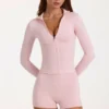 Chaqueta con cremallera Soft Active en color rosa jaspeado