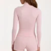 Chaqueta con cremallera Soft Active en color rosa jaspeado