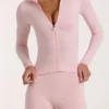 Chaqueta con cremallera Soft Active en color rosa jaspeado