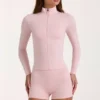 Chaqueta con cremallera Soft Active en color rosa jaspeado