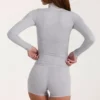 Chaqueta con cremallera Soft Active en gris jaspeado