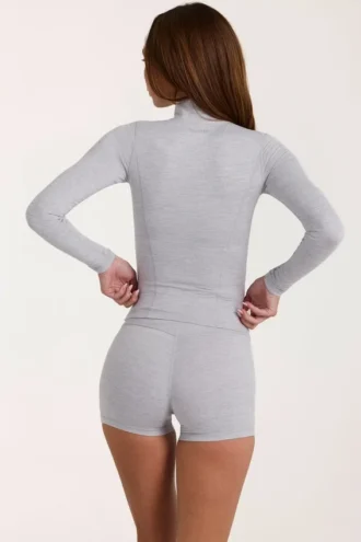 Chaqueta con cremallera Soft Active en gris jaspeado
