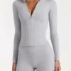 Chaqueta con cremallera Soft Active en gris jaspeado