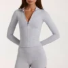 Chaqueta con cremallera Soft Active en gris jaspeado