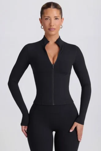 Chaqueta con cremallera Soft Active en negro