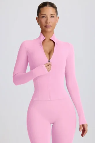 Chaqueta con cremallera Soft Active en rosa bebé
