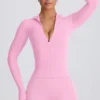 Chaqueta con cremallera Soft Active en rosa bebé
