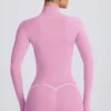 Chaqueta con cremallera Soft Active en rosa empolvado