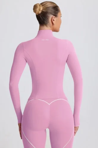 Chaqueta con cremallera Soft Active en rosa empolvado
