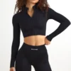 Chaqueta corta con cremallera FlexiRib en negro