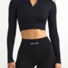 Chaqueta corta con cremallera FlexiRib en negro