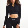 Chaqueta corta con cremallera FlexiRib en negro