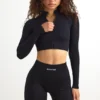Chaqueta corta con cremallera FlexiRib en negro