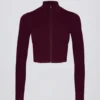 Chaqueta corta con cremallera Soft Active en color burdeos
