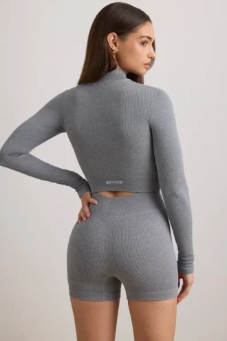 Chaqueta corta FlexiRib en gris jaspeado