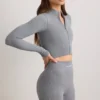 Chaqueta corta FlexiRib en gris jaspeado
