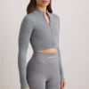 Chaqueta corta FlexiRib en gris jaspeado