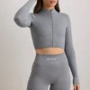 Chaqueta corta FlexiRib en gris jaspeado
