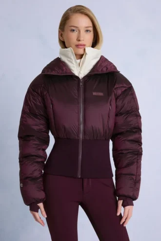 Chaqueta de esquí impermeable de doble capa en color burdeos