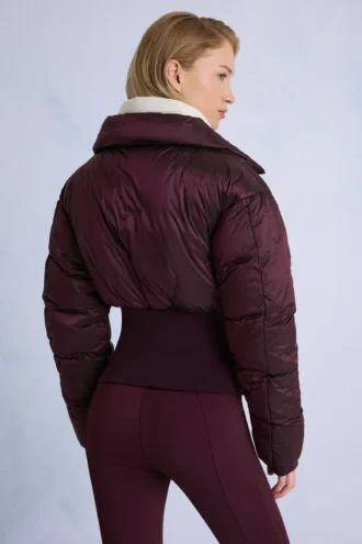 Chaqueta de esquí impermeable de doble capa en color burdeos