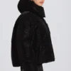 Chaqueta de esquí oversize corta e impermeable en leopardo negro