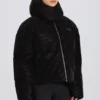 Chaqueta de esquí oversize corta e impermeable en leopardo negro