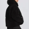 Chaqueta de esquí oversize corta e impermeable en leopardo negro