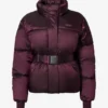 Chaqueta de esquí oversize impermeable con cinturón en color burdeos