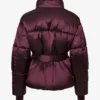 Chaqueta de esquí oversize impermeable con cinturón en color burdeos