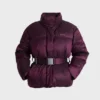 Chaqueta de esquí oversize impermeable con cinturón en color burdeos
