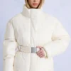 Chaqueta de esquí oversize impermeable con cinturón en color Ice