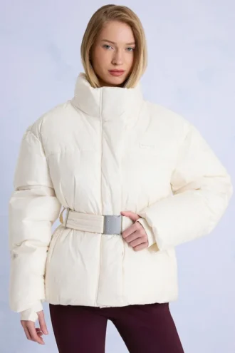 Chaqueta de esquí oversize impermeable con cinturón en color Ice
