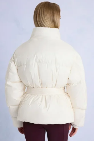 Chaqueta de esquí oversize impermeable con cinturón en color Ice