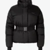 Chaqueta de esquí oversize impermeable con cinturón en negro